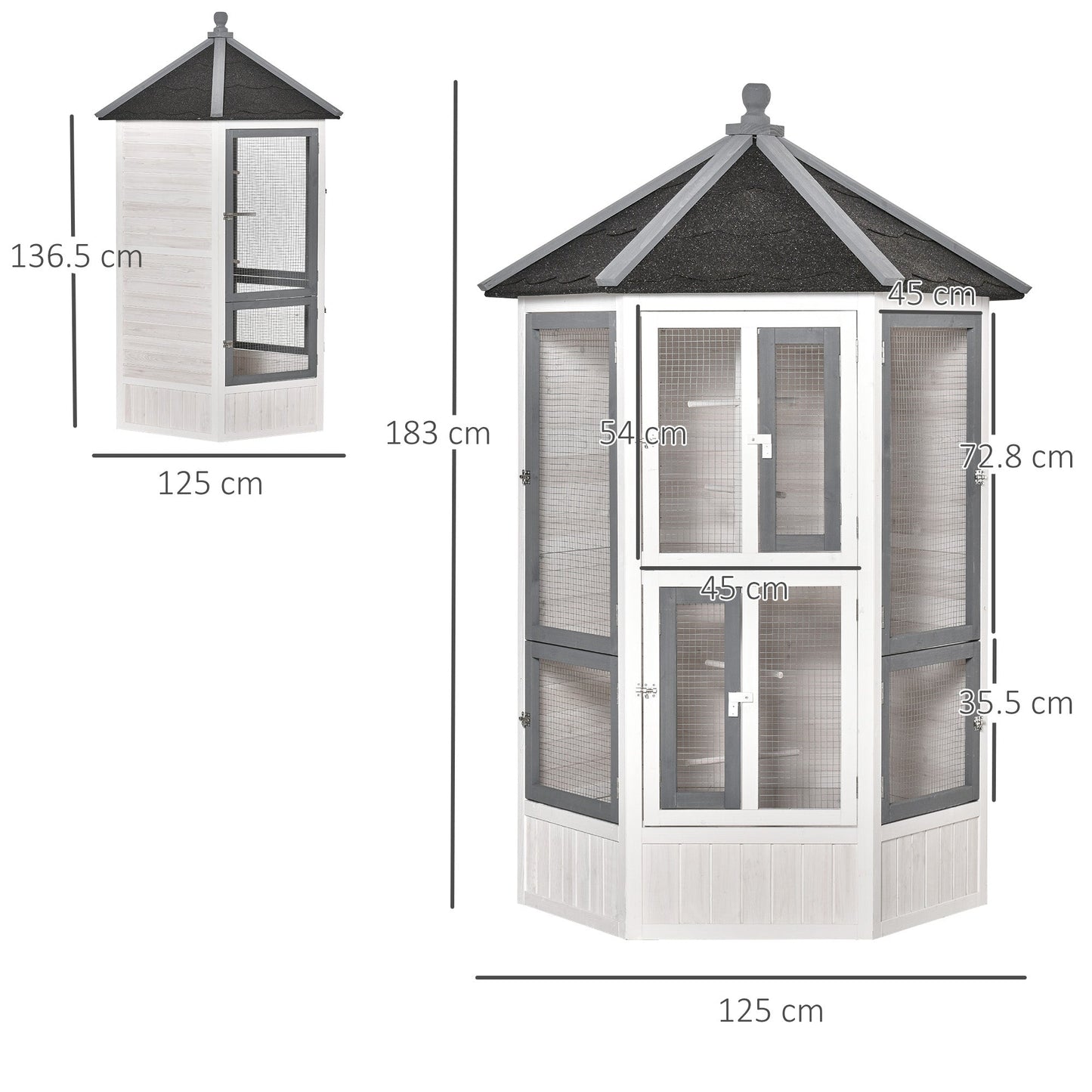 PawHut Bird Aviary House Cage for Budgie Canary Cockatiel Indoor Outdoor 125x125x183cm