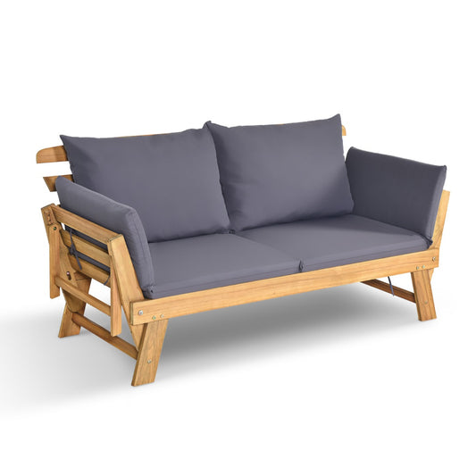3 in 1 Convertible Cushioned Loveseat Lounger Couch with Pillows-Grey