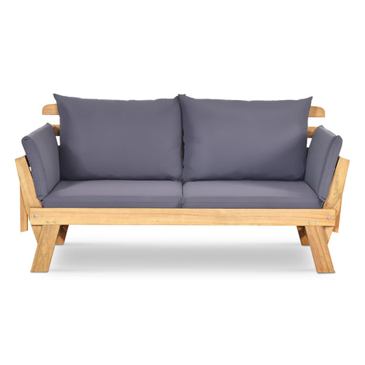 3 in 1 Convertible Cushioned Loveseat Lounger Couch with Pillows-Grey