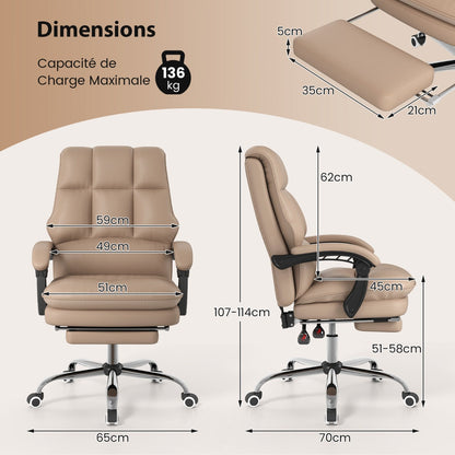 Ergonomic office chair with retractable footrest executive chair desk chair coffee