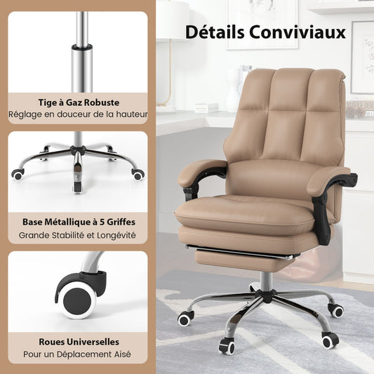 Ergonomic office chair with retractable footrest executive chair desk chair coffee