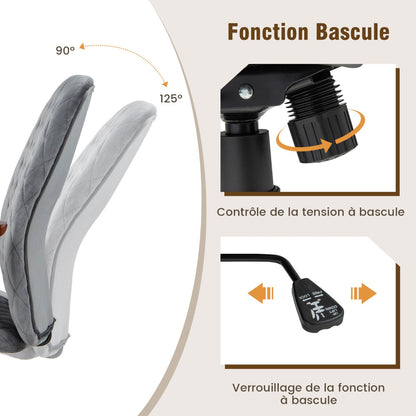 Adjustable Velvet Rocking Leisure Chair with Padded Seat-Grey