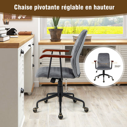 Adjustable Velvet Rocking Leisure Chair with Padded Seat-Grey