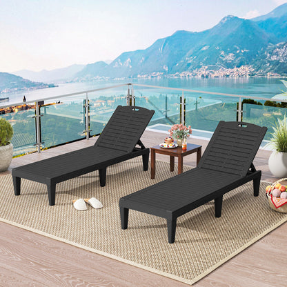 Chaise Lounge Chairs Set of 2 with 5-Position Adjustable Backrests-Black