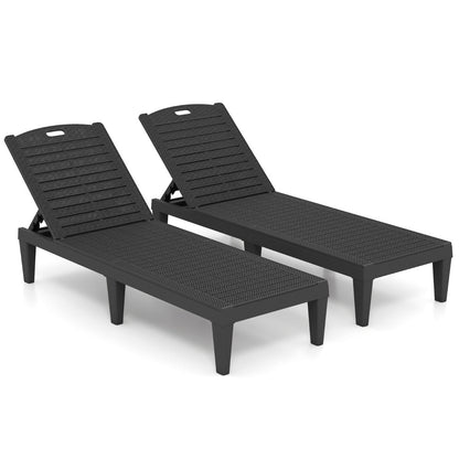 Chaise Lounge Chairs Set of 2 with 5-Position Adjustable Backrests-Black