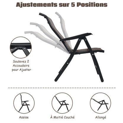 Patio Rattan Folding Chair with Armrest