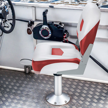 2 Pieces Folding Low-Back Boat Chair Set with Long Fixation Strap-Red