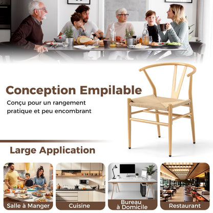 Mid-Century Modern Wishbone Dining Chair Set of 2-Natural