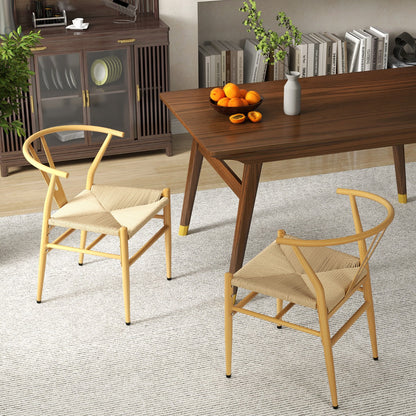 Mid-Century Modern Wishbone Dining Chair Set of 2-Natural