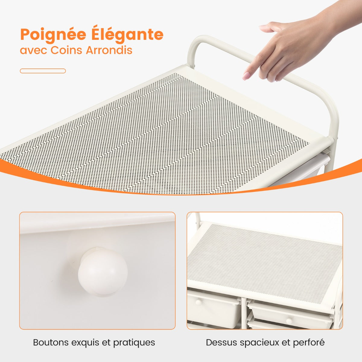 15-Drawer Utility Rolling Organizer Cart Multi-Use Storage-White