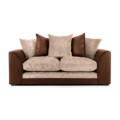 Aruba Brown and Beige Fabric 2 Seater Sofa