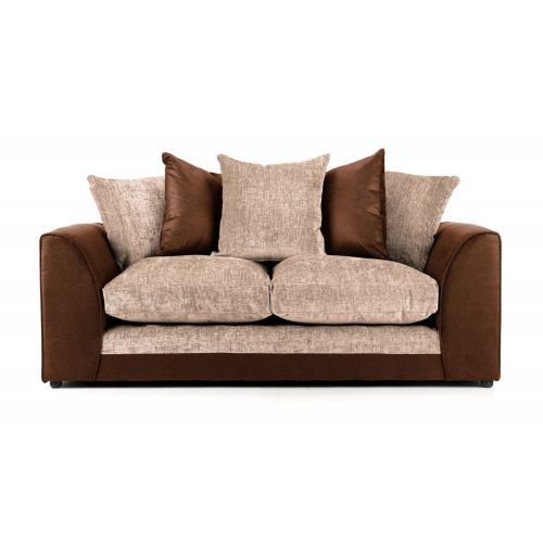 Aruba Brown and Beige Fabric 3 Seater Sofa