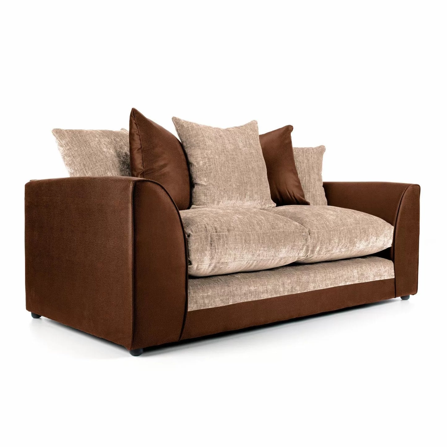 Aruba Brown and Beige Chenille Fabric Corner Sofa