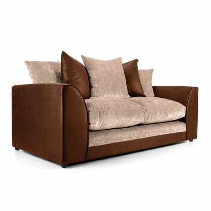 Aruba Brown and Beige Fabric 3 Seater Sofa