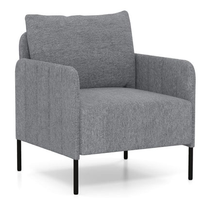 Chenille Single Seat Sofa with Cushion and Adjustable Foot Pads-Grey