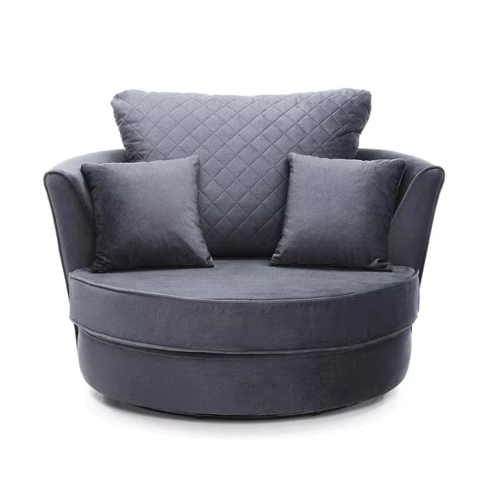 Chic Velvet Swivel Chair - Dark Grey