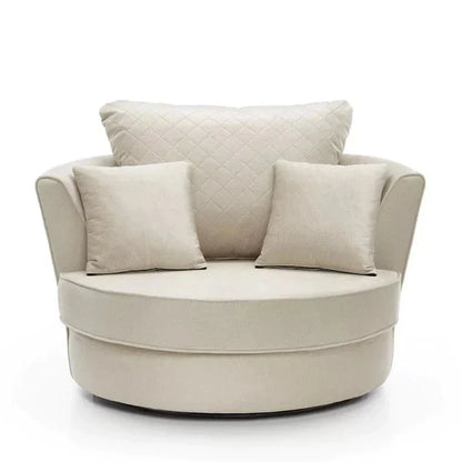 Chic Velvet Swivel Chair - Cream