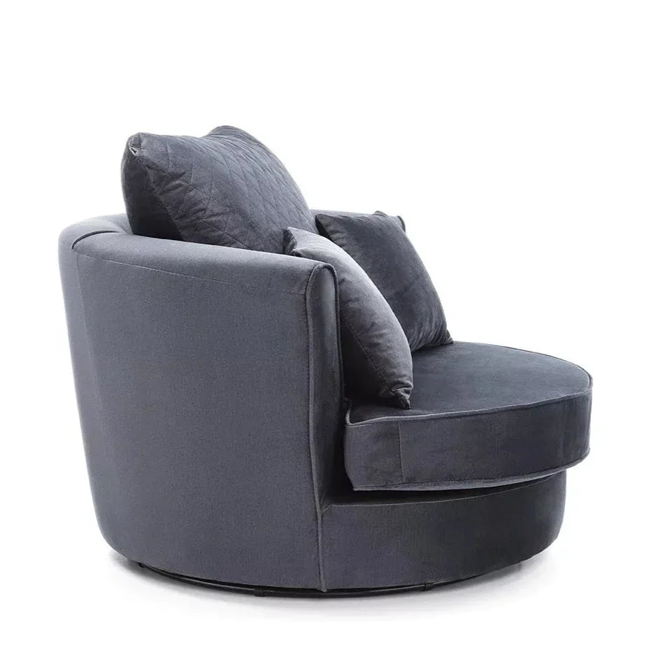 Chic Velvet Swivel Chair - Dark Grey