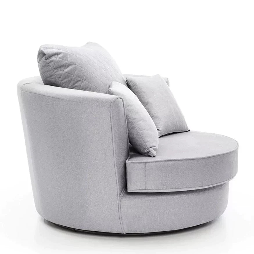 Chic Velvet Swivel Chair - Light Grey