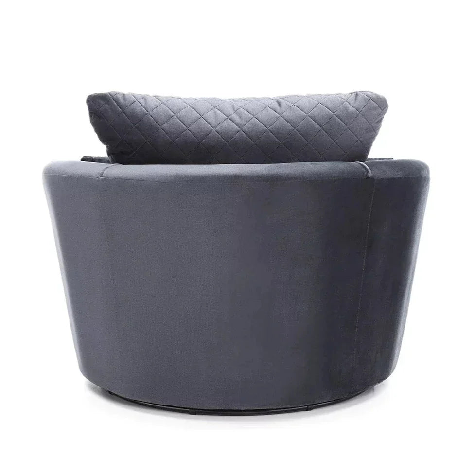 Chic Velvet Swivel Chair - Dark Grey