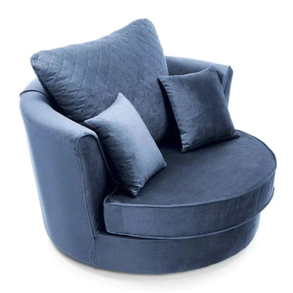 Chic Velvet Swivel Chair - Dark Blue