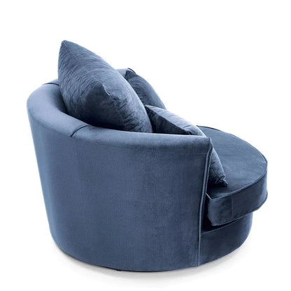 Chic Velvet Swivel Chair - Dark Blue