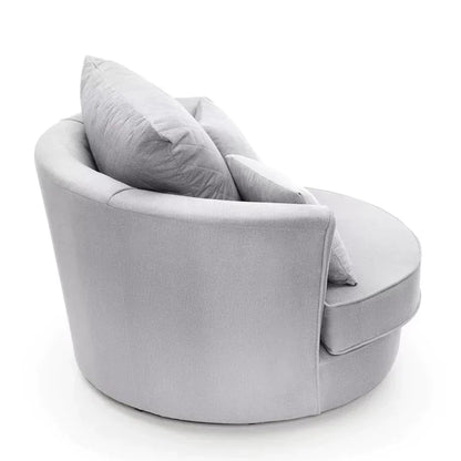 Chic Velvet Swivel Chair - Light Grey