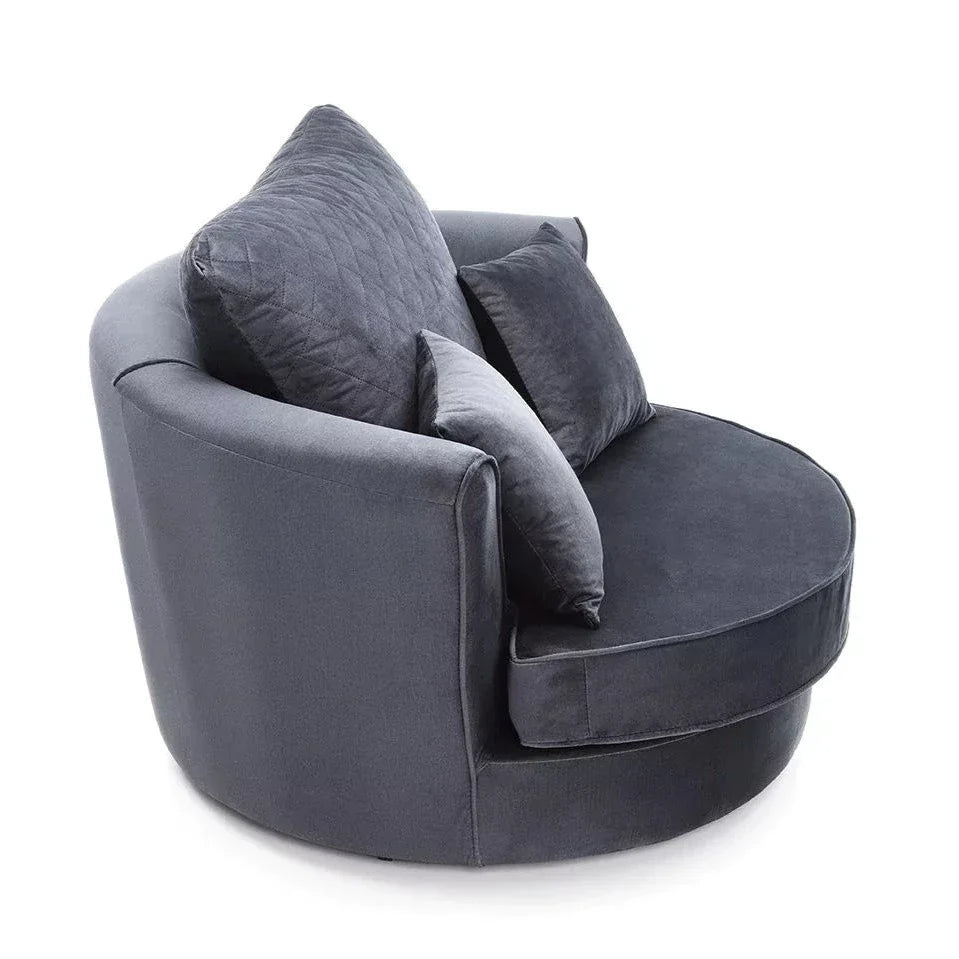 Chic Velvet Swivel Chair - Dark Grey