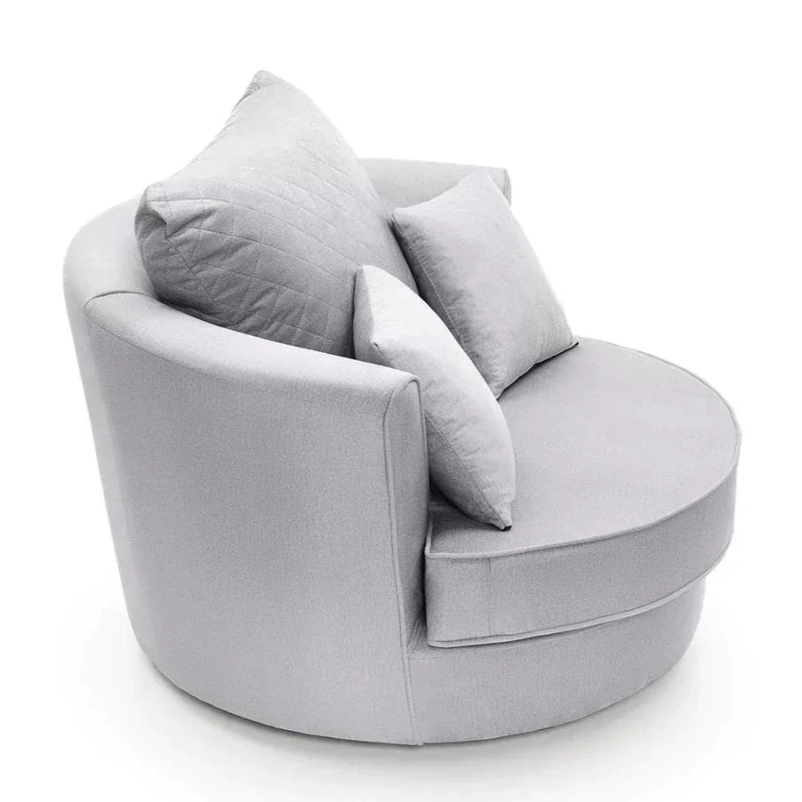 Chic Velvet Swivel Chair - Light Grey