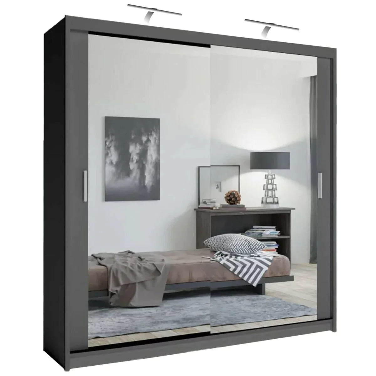 Chicago II Sliding Door Wardrobe - Black and 5 Colours 5 Sizes