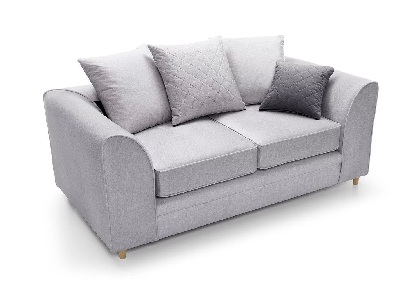 Chic Velvet 2 Seater Sofa - Light Grey