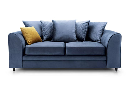 Chic Velvet 3 Seater Sofa - Dark Blue