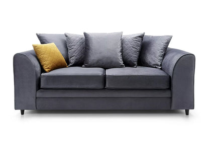 Chic Velvet 3 Seater Sofa - Dark Grey