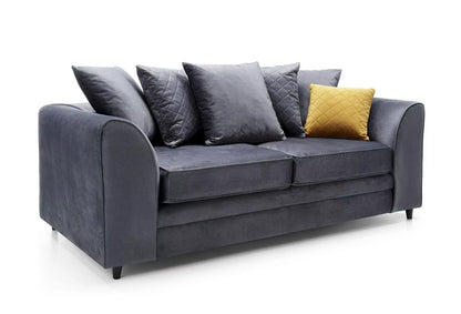 Chic Velvet 3 Seater Sofa - Dark Grey