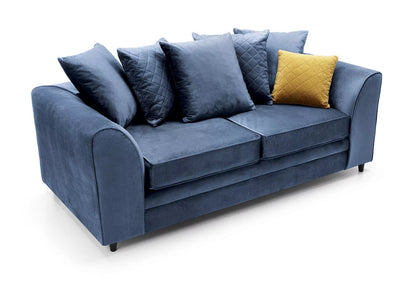 Chic Velvet 3 Seater Sofa - Dark Blue