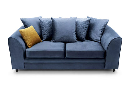 Chic Velvet 3 Seater Sofa - Dark Blue