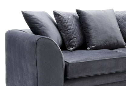 Chic Velvet 3 Seater Sofa - Dark Grey