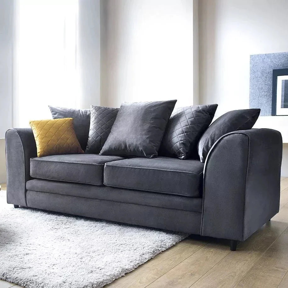 Chic Velvet 3 Seater Sofa - Dark Grey