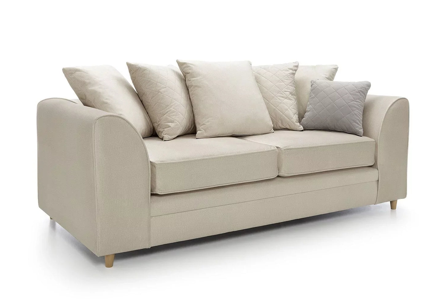 Chic Velvet 3 Seater Sofa - Cream