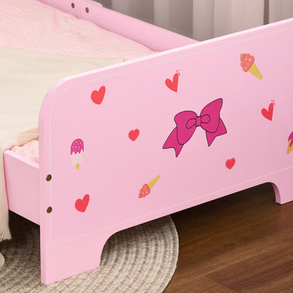 ZONEKIZ 3PCs Kids Bedroom Furniture Set with Bed, Dressing Table and Stool, Princess Themed, for 3-6 Years Old, Pink