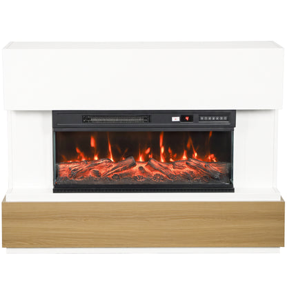 HOMCOM 3-Sided Electric Fireplace Insert, Freestanding, Wall Recessed Electric Fire Heater with Adjustable Flame, 900W/1800W
