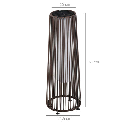 Outsunny Patio Garden PE Rattan Solar Lights Woven Resin Wicker Lantern Auto On/Off Solar Powered Lights for Porch, Yard, Lawn, Courtyard, Indoor & Outdoor Brown
