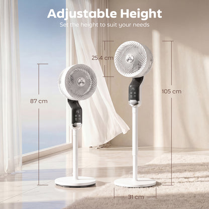 HOMCOM 20 dB Silent Standing Fan, 41in Pedestal Fan with Remote, Oscillating, 8 Speeds, Adjustable Height, 12H Timer