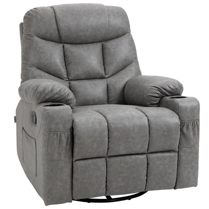 HOMCOM Thick Padded Faux Leather Recliner Armchair - Light Grey