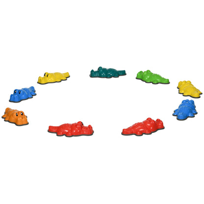 ZONEKIZ 9PCs Kids Stepping Stones, Crocodile-Designed Sensory Toys, with Anti-Slip Edge Balance River Stones