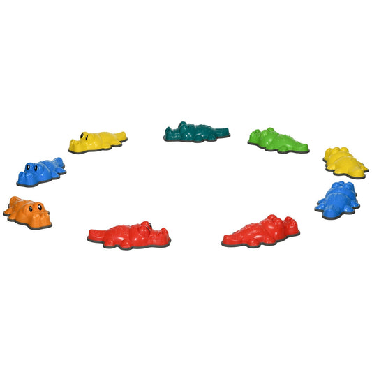 ZONEKIZ 9PCs Kids Stepping Stones, Crocodile-Designed Sensory Toys, with Anti-Slip Edge Balance River Stones