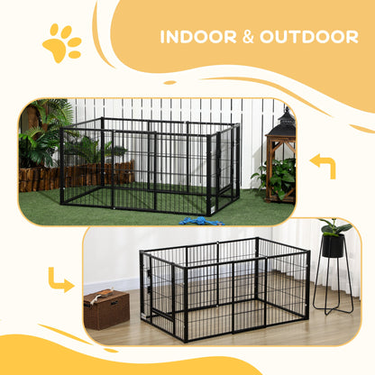 PawHut 82.5-150 x 61cm Heavy Duty Pet Playpen, 6 Panel Exercise Pen for Dogs, with Adjustable Length, for Indoors and Outdoors, Small Dogs