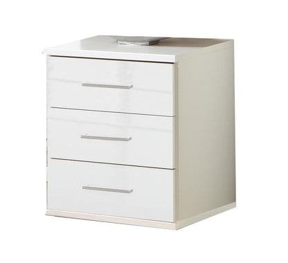 Bedside Table CALLISTO 3 Drawer Nightstand - White 55cm