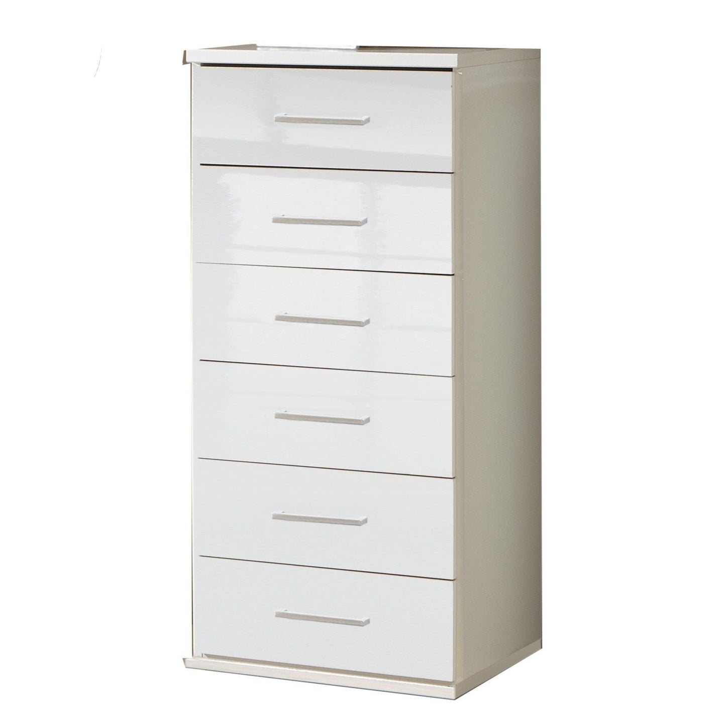 Clappen 6-Drawer Narrow Gloss Storage Chest - White