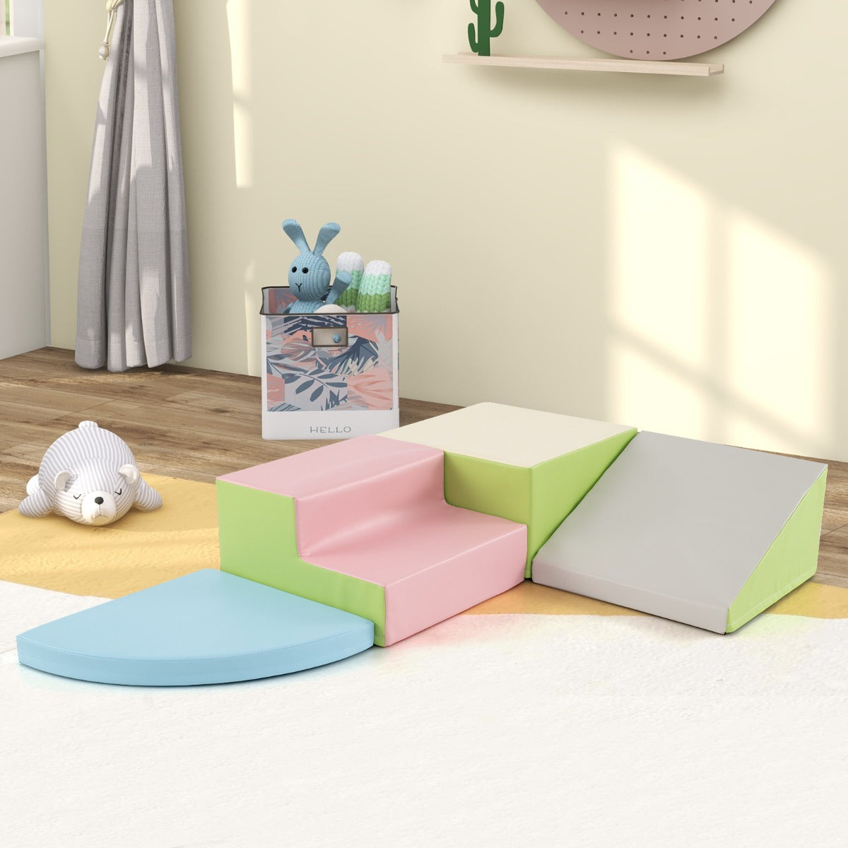 4-Piece Climb and Crawl Foam Block Play Set for Infant Baby-Colourful